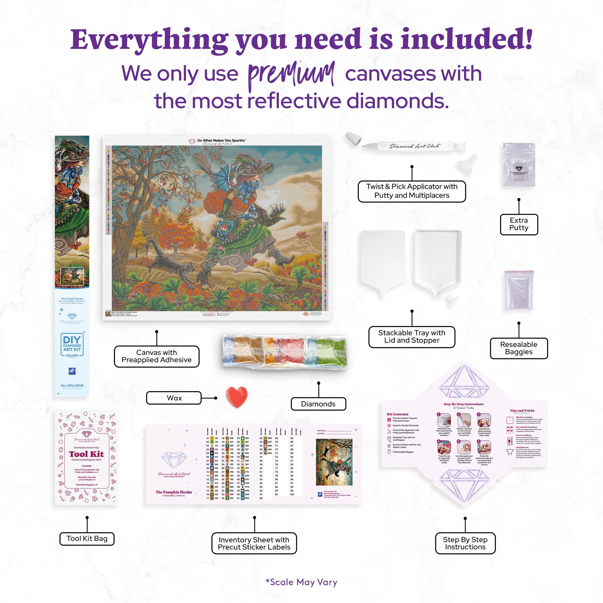 Diamond Painting The Pumpkin Herder 35.0" x 27.6" (89cm x 70cm) / Square with 56 Colors including 3 ABs / 97,781