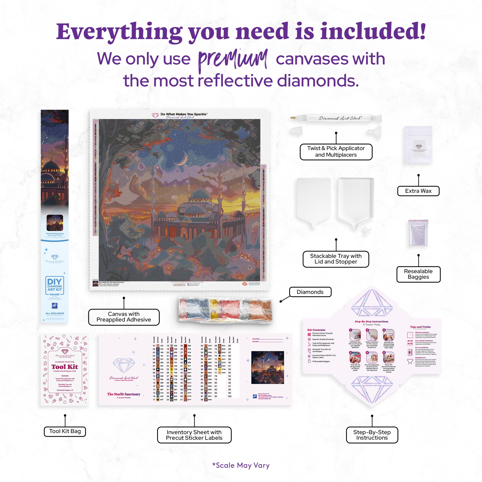 Diamond Painting The Starlit Sanctuary 27.6" x 27.6" (69.9cm x 69.9cm) / Square with 77 Colors including 2 ABs and 4 Fairy Dust Diamonds / 78,961