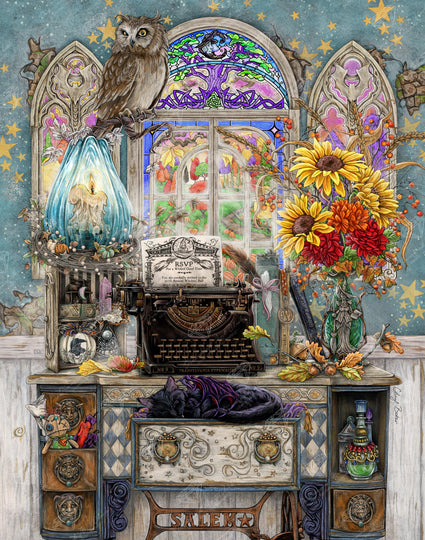 Diamond Painting The Witch's Study Room 27.6" x 35" (70cm x 89cm) / Square with 58 Colors including 4 ABs and 2 Fairy Dust Diamonds / 100,317