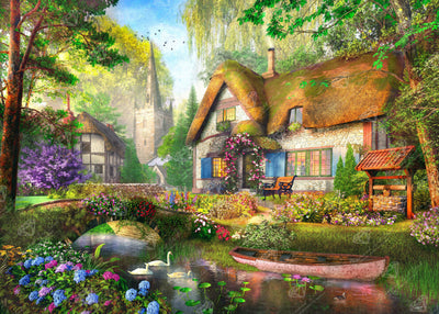 Diamond Painting The Woodland Cottage Way 38.6" x 27.6" (98cm x 70cm) / Square with 80 Colors including 3 ABs and 5 Fairy Dust Diamonds / 110,433