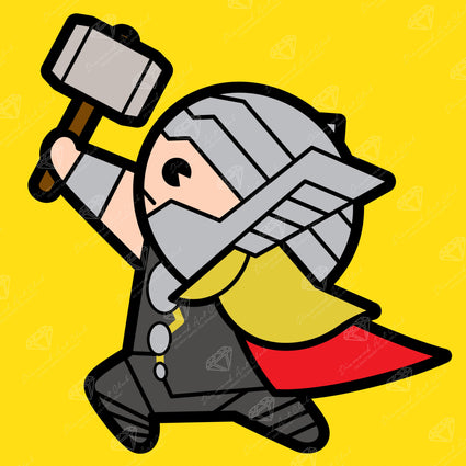 Diamond Painting Thor 9" x 9" (22.8cm x 22.8cm) / Round with 9 Colors including 2 ABs and 1 Fairy Dust Diamond / 6,889