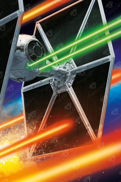 Diamond Painting Tie Fighter 22" x 33" (55.6cm x 83.7cm) / Round with 47 Colors including 1 AB and 4 Fairy Dust Diamonds / 61,408