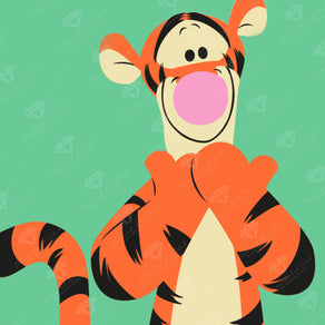 Diamond Painting Tigger 9" x 9" (22.8cm x 22.8cm) / Round with 5 Colors including 1 Fairy Dust Diamond / 6,889
