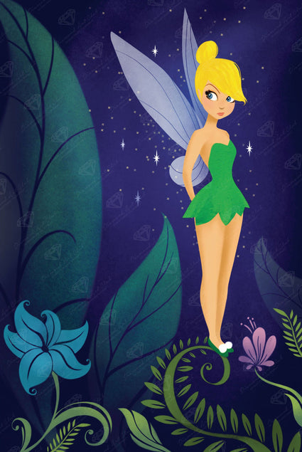 Diamond Painting Tinker Bell 17" x 25" (42.8cm x 65cm) / Square with 44 Colors including 2 ABs and 1 Electro Diamond and 3 Fairy Dust Diamonds / 44,204