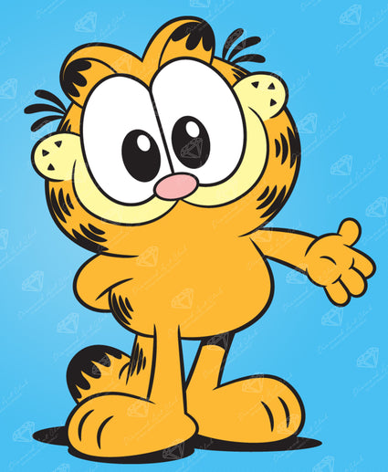 Diamond Painting Tiny Garfield 9" x 11" (22.8cm x 27.8cm) / Round with 6 Colors including 1 Fairy Dust Diamond / 8,383