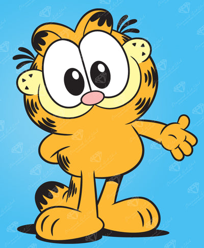 Diamond Painting Tiny Garfield 9" x 11" (22.8cm x 27.8cm) / Round with 6 Colors including 1 Fairy Dust Diamond / 8,383