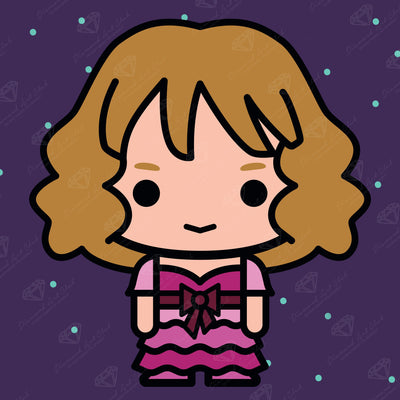 Diamond Painting Tiny Hermione 13" x 13" (32.8cm x 32.8cm) / Round With 9 Colors including 1 AB and 1 Fairy Dust Diamonds / 13,689