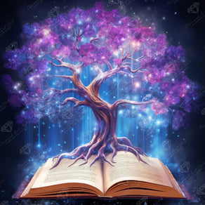 Diamond Painting Tree of Knowledge 26.7" x 26.7" (67.7cm x 67.7cm) / Square with 64 Colors including 3 ABs and 3 Fairy Dust Diamonds / 73,984