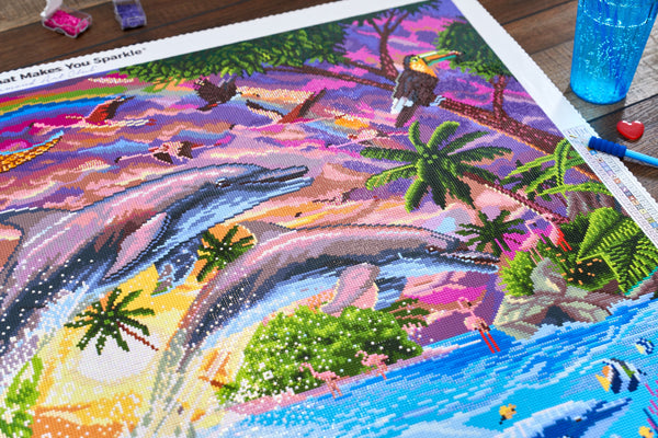 Tropical Dolphins Diamond Painting Kit – Diamond Art Club