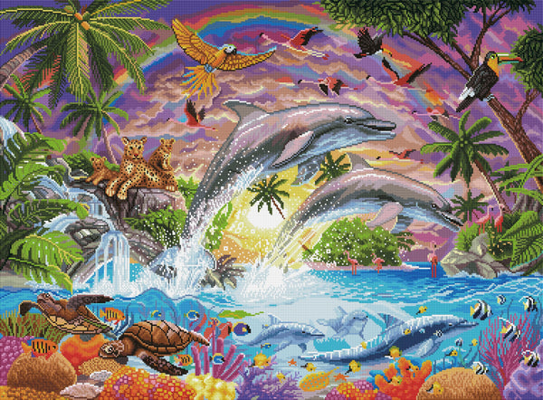 ダイヤモンドアートクラブ　Tropical Discovery tropical-dolphins-diamond-art-