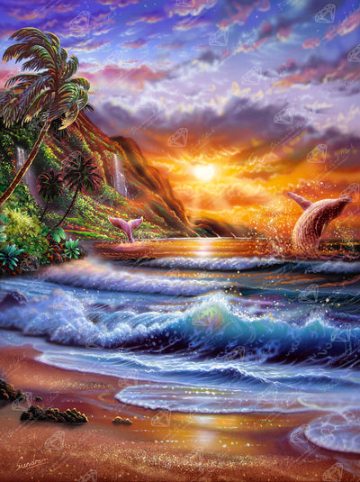 Diamond Painting Tropical Splendor 25.6" x 34.3" (65cm x 86.9cm) / Square with 98 Colors including 3 ABs and 4 Fairy Dust Diamonds / 91,089