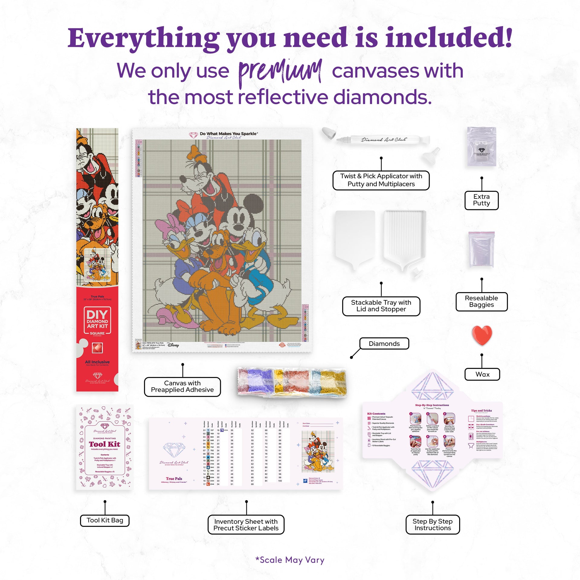 Diamond Painting True Pals 22" x 28" (55.8cm x 70.7cm) / Square with 18 Colors including 1 Glow-in-the-dark Diamonds and 3 Fairy Dust Diamonds / 63,616