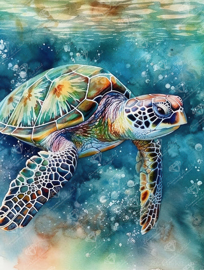 Diamond Painting Turtle 22" x 29" (55.6cm x 73.5cm) / Round with 58 Colors including 2 ABs and 2 Fairy Dust Diamonds / 53,934