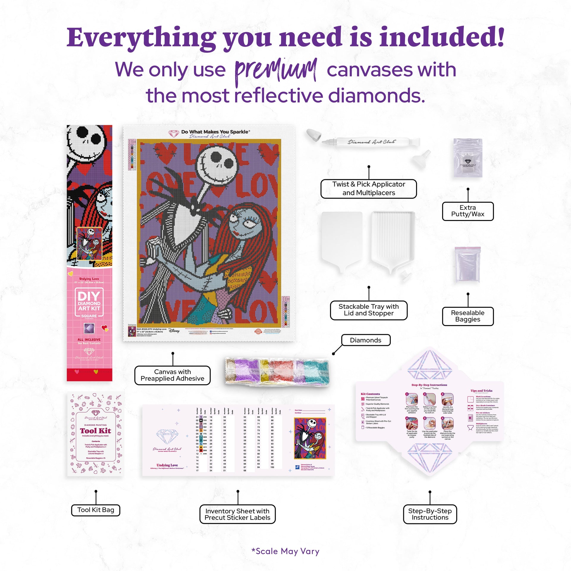 Diamond Painting Undying Love 17" x 22" (42.8cm x 55.8cm) / Square with 12 Colors including 1 AB and 2 Fairy Dust Diamonds / 38,528