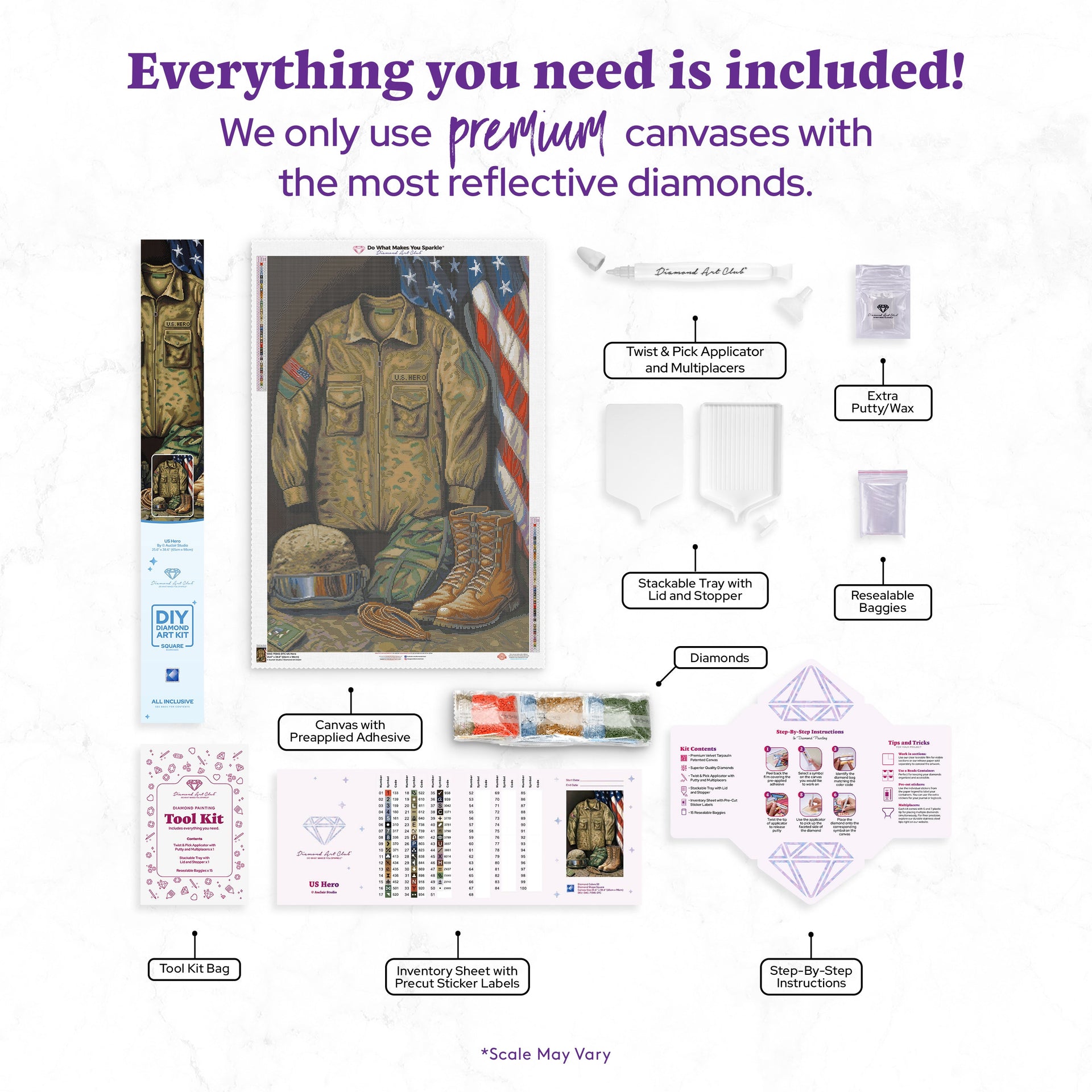 Diamond Painting US Hero 25.6" x 38.6" (65cm x 98cm) / Square with 50 Colors including 2 ABs and 4 Fairy Dust Diamonds / 102,573