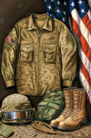 Diamond Painting US Hero 25.6" x 38.6" (65cm x 98cm) / Square with 50 Colors including 2 ABs and 4 Fairy Dust Diamonds / 102,573