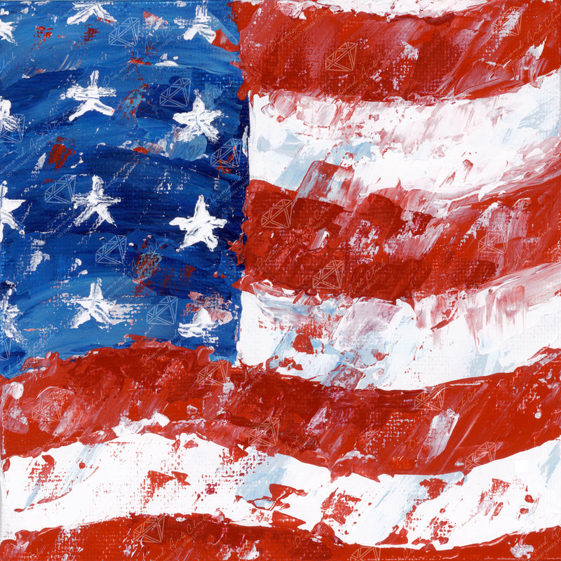 Diamond Painting USA Flag 9" x 9" (22.8cm x 22.8cm) / Round with 25 Colors including 3 ABs and 3 Fairy Dust Diamonds / 6,889