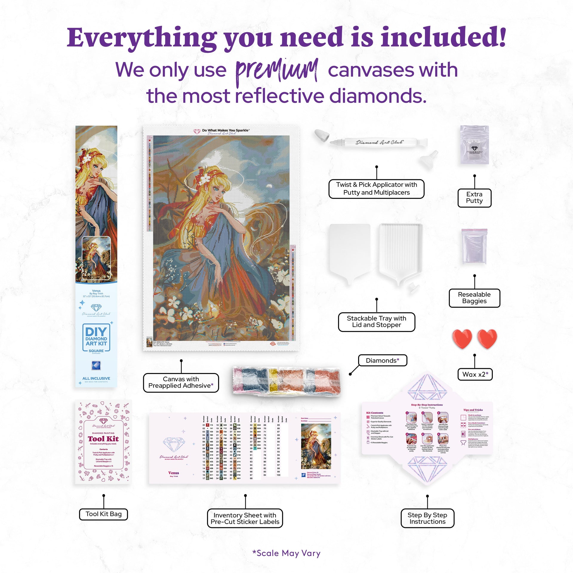 Diamond Painting Venus 22" x 33" (55.8cm x 83.7cm) / Square with 59 Colors including 2 ABs and 1 Fairy Dust Diamonds / 75,264