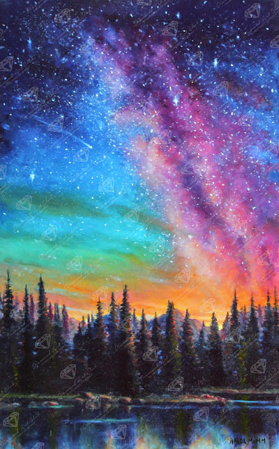 Diamond Painting Violet Persuasion 13" x 21" (32.8cm x 52.7cm) / Round with 57 Colors including 2 ABs, 1 Iridescent Diamond, and 3 Fairy Dust Diamonds / 21,996