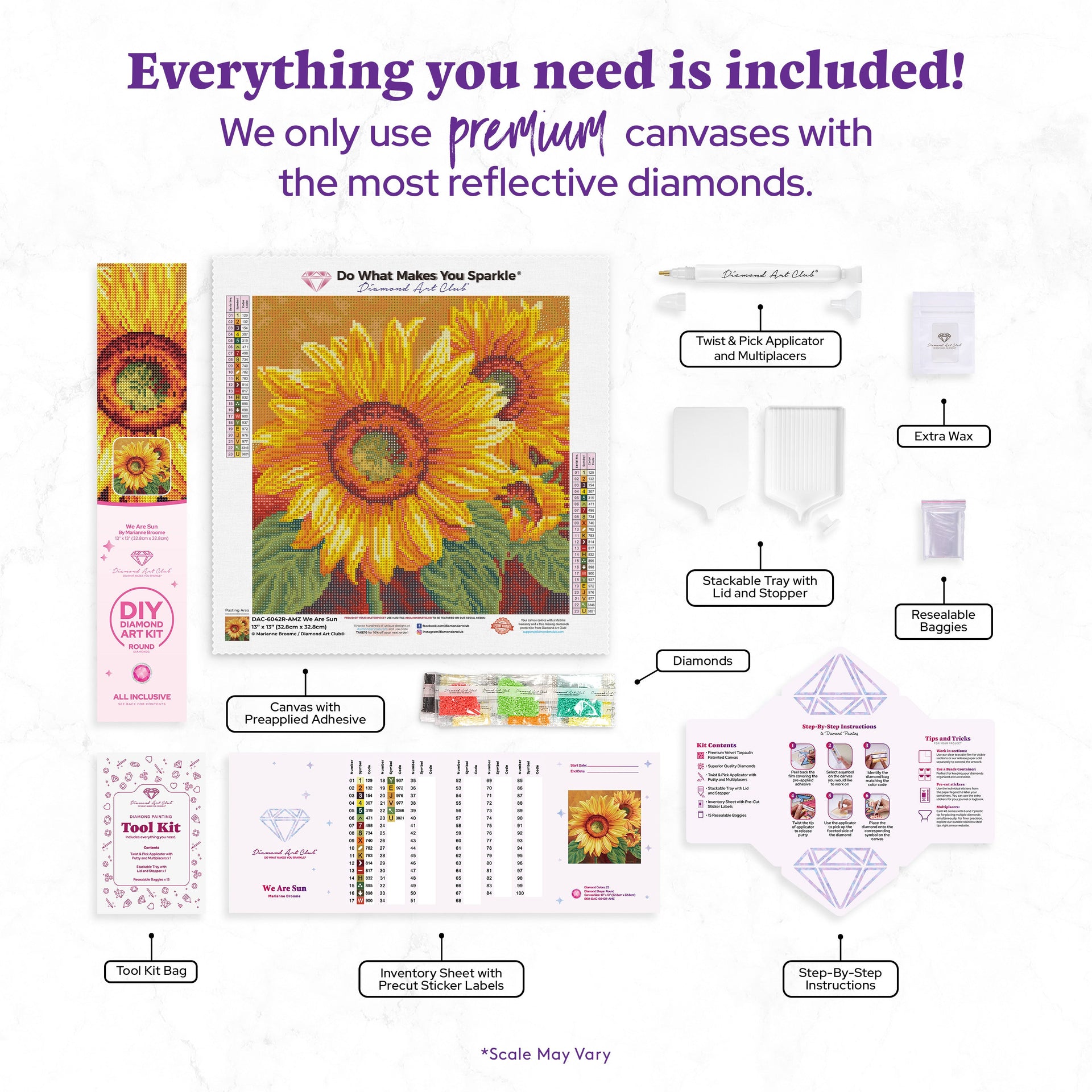 Diamond Painting We Are Sun 13" x 13" (32.8cm x 32.8cm) / Round with 23 Colors including 2 ABs / 13,689