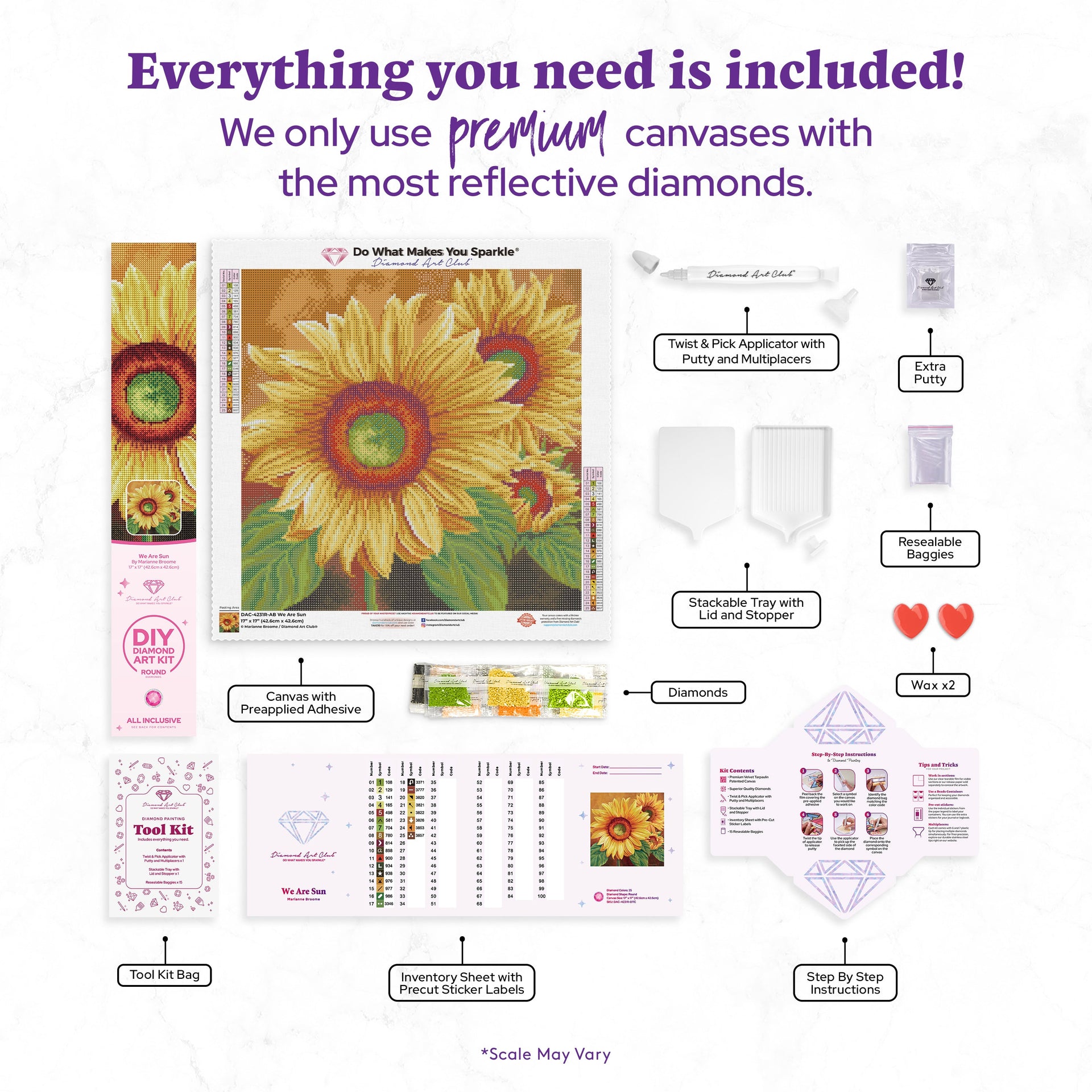 Diamond Painting We Are Sun 17" x 17" (42.6cm x 42.6cm) / Round with 25 Colors including 3 ABs / 23,104