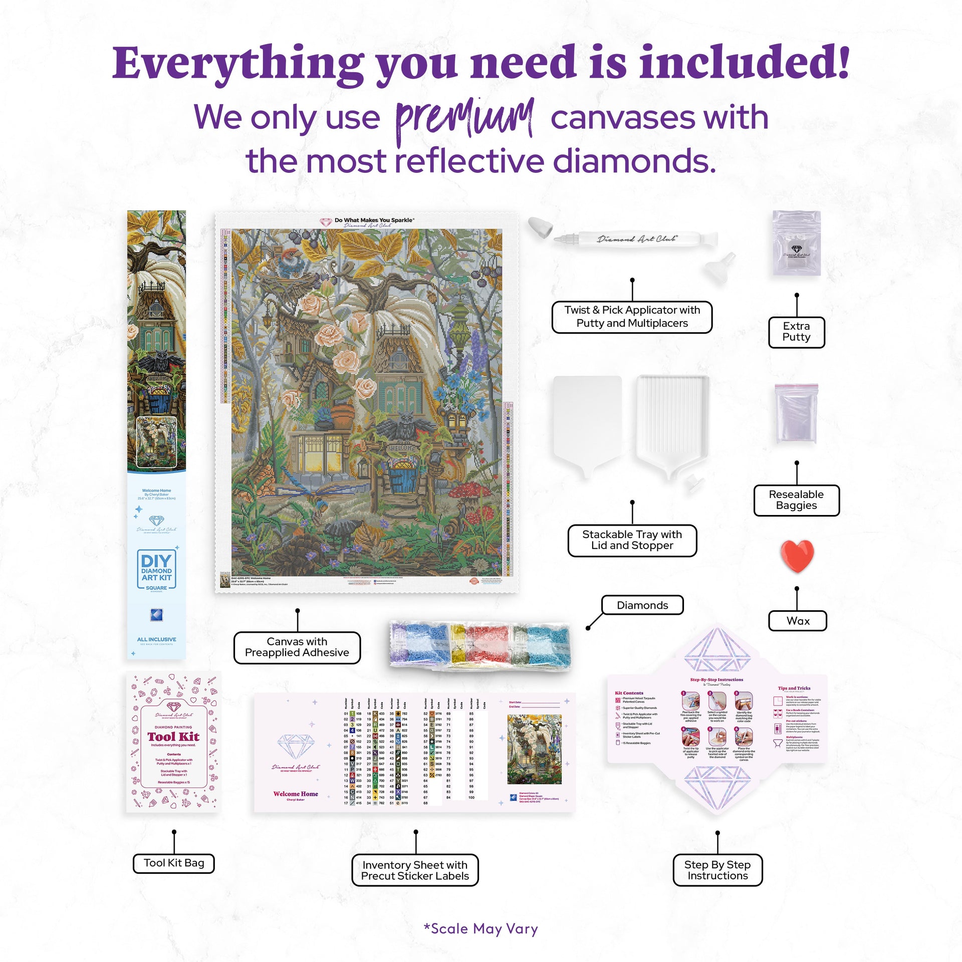 Diamond Painting Welcome Home 25.6" x 32.7" (65cm x 83cm) / Square with 63 Colors including 5 ABs and 1 Fairy Dust Diamonds / 86,913