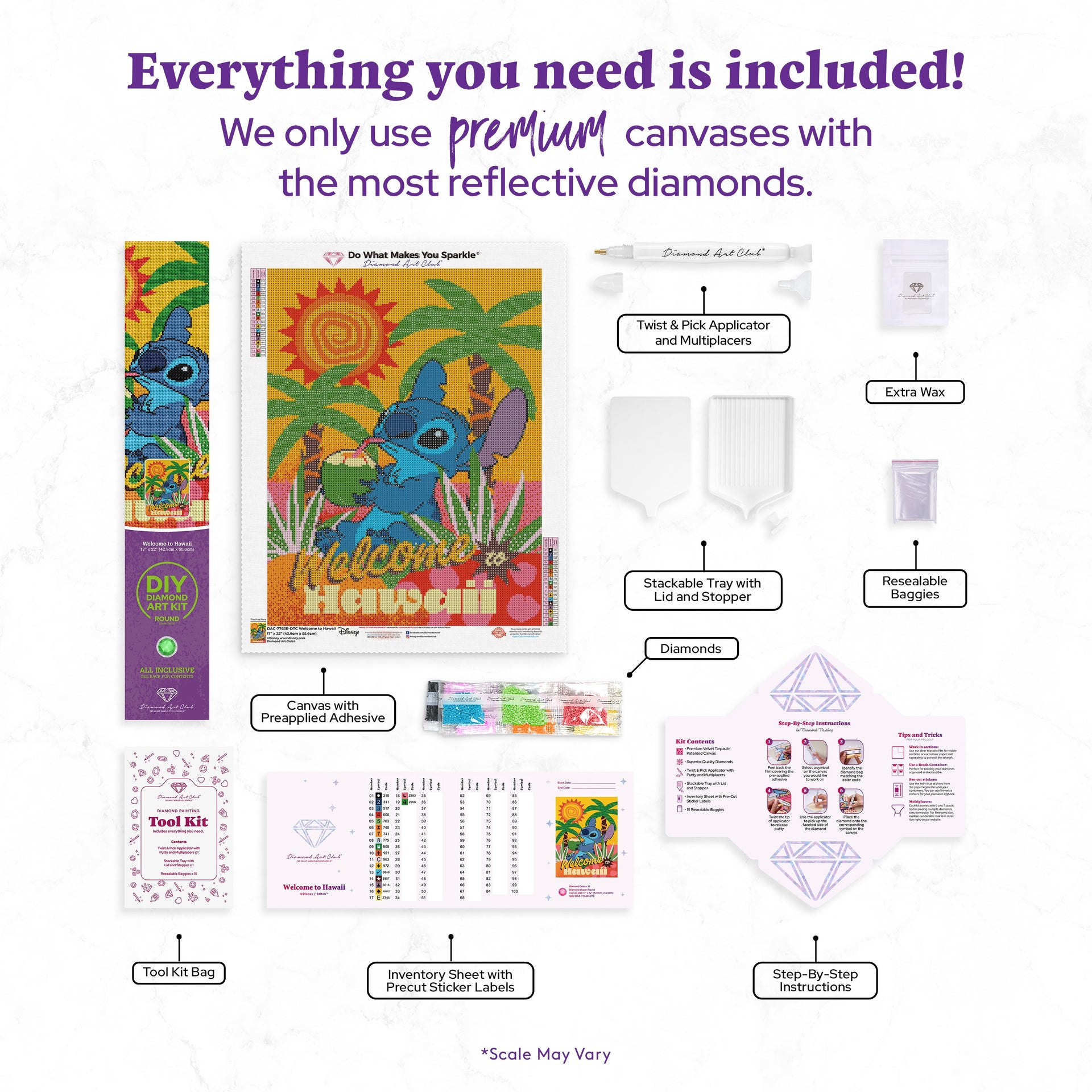 Diamond Painting Welcome to Hawaii 17" x 22" (42.9cm x 55.6cm) / Round with 19 Colors including 1 AB and 3 Fairy Dust Diamonds / 31,512