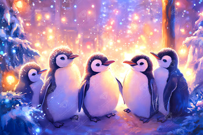 Diamond Painting Whimsical Winter Friends 30" x 20" (76cm x 50.6cm) / Round with 74 Colors including 1 AB and 1 Special Diamond and 3 Fairy Dust Diamonds / 50,784
