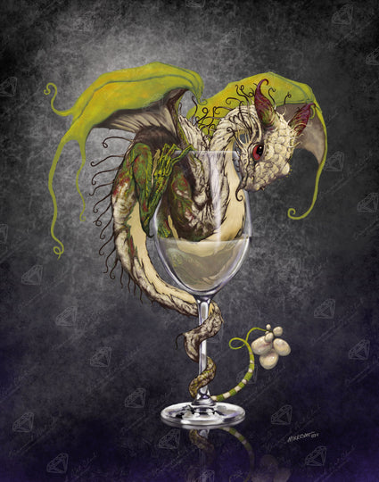 Diamond Painting White Wine Dragon 27.6" x 35" (69.9cm x 88.9cm) / Square with 47 Colors including 1 AB and 1 Iridescent Diamond and 3 Fairy Dust Diamonds / 100,317