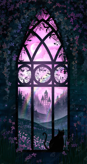 Diamond Painting Window to the Spirit Realm 25.6" x 48" (65cm x 121.7cm) / Square with 48 Colors including 1 AB and 1 Glow-in-the-Dark Diamond and 1 Frosted Diamond and 5 Fairy Dust Diamonds / 127,629