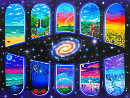 Diamond Painting Windows of the Soul 36.6" x 27.6" (93cm x 70cm) / Square with 60 Colors including 4 ABs and 3 Fairy Dust Diamonds / 104,813