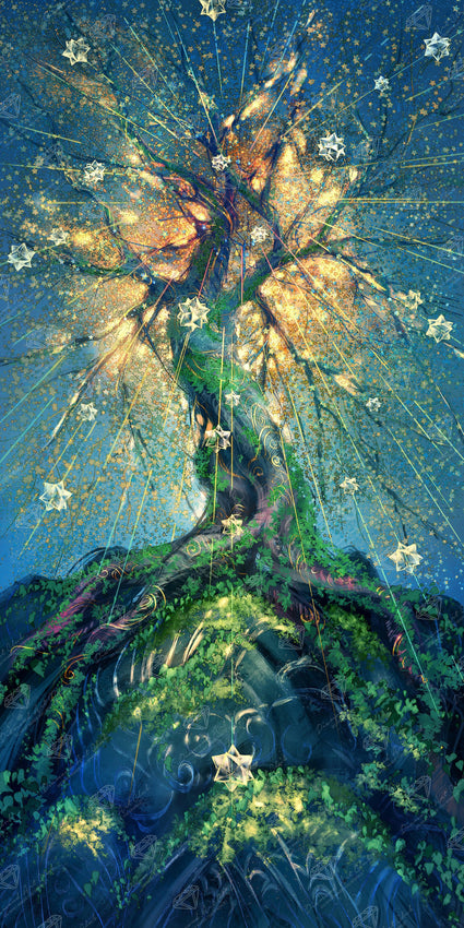 Diamond Painting Wishing Tree 20" x 40" (50.8cm x 101.6cm) / Square with 47 Colors including 3 ABs and 1 Fairy Dust Diamonds and 1 Iridescent Diamonds / 83,232