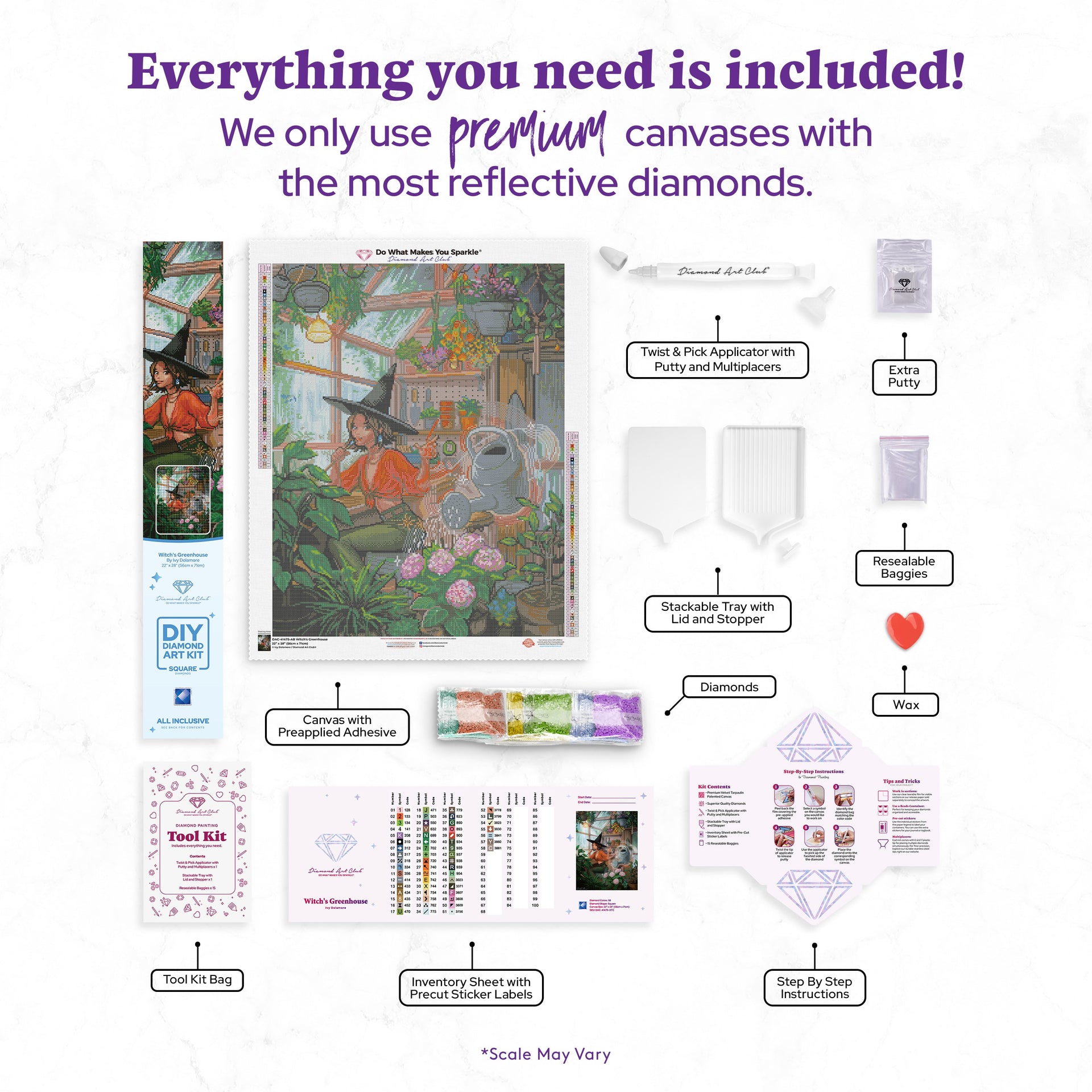 Diamond Painting Witch's Greenhouse 22" x 28″ (56cm x 71cm) / Square With 58 Colors Including 4 ABs / 62,101