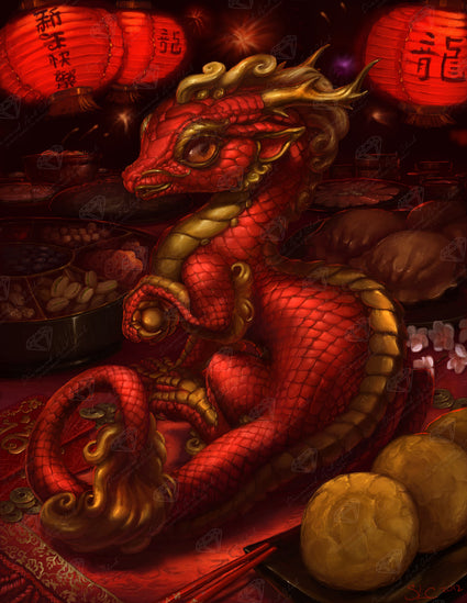 Diamond Painting Year of the Dragon 25.6" x 33.1" (65cm x 84cm) / Square With 31 Colors Including 1 ABs and 3 Fairy Dust Diamonds / 87,957