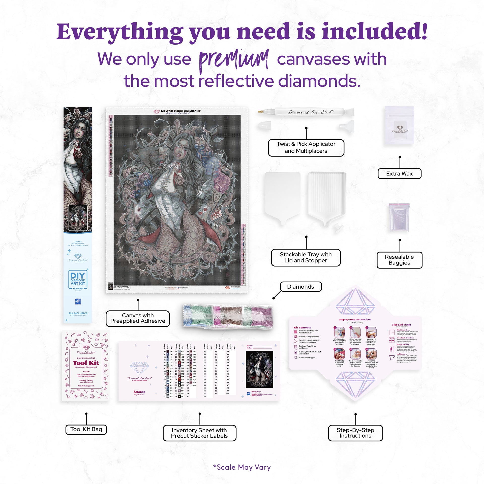Diamond Painting Zatanna 25.6" x 34.3" (65cm x 86.9cm) / Square with 47 Colors including 5 Fairy Dust Diamonds / 91,089