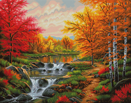 Diamond Painting Autumn Glory 28" x 22" (70.7cm x 55.8cm) / Square with 49 Colors including 4 ABs / 63,616