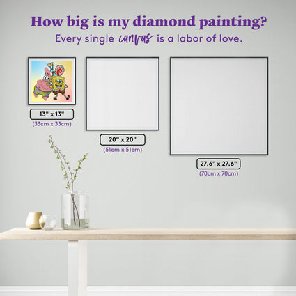 Diamond Painting Best Buddies 13" x 13" (33cm x 33cm) / Square with 25 Colors including 1 AB / 7,604
