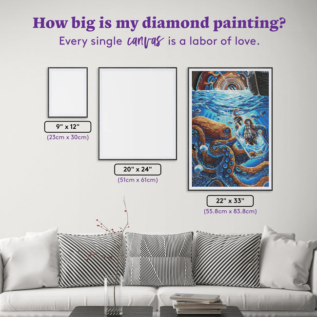 Diamond Painting Dimensions 22" x 33" (55.8cm x 83.8cm) / Round With 37 Colors Including 3 ABs / 59,501