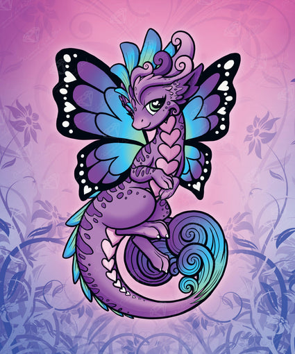 Diamond Painting Fiona Butterfly Dragon 20" x 24" (51cm x 61cm) / Round with 27 Colors including 2 ABs and 1 Glow in the Dark / 39,277