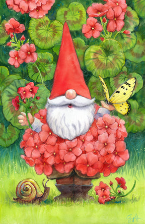 Diamond Painting Geranium Gnome 13" x 20" (32.8cm x 50.7cm) / Round with 41 Colors including 3 ABs / 21,177
