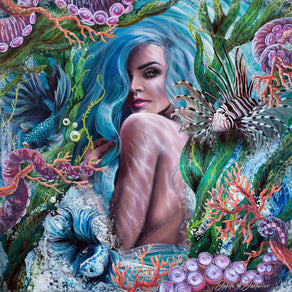 Diamond Painting Glass Mermaid 25.6" x 25.6" (65cm x 65cm) / Square With 53 Colors Including 5 ABs / 68,121