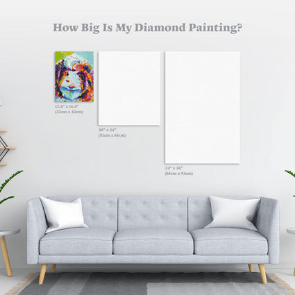 Diamond Painting Guinea Pig 12.6" x 16.5" (32m x 42cm) / Square with 34 Colors / 27,232
