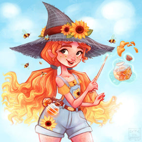 Diamond Painting Izzy, The Beekeeper Witch 22" x 22″ (56cm x 56cm) / Round with 38 Colors including 2 ABs / 39,203