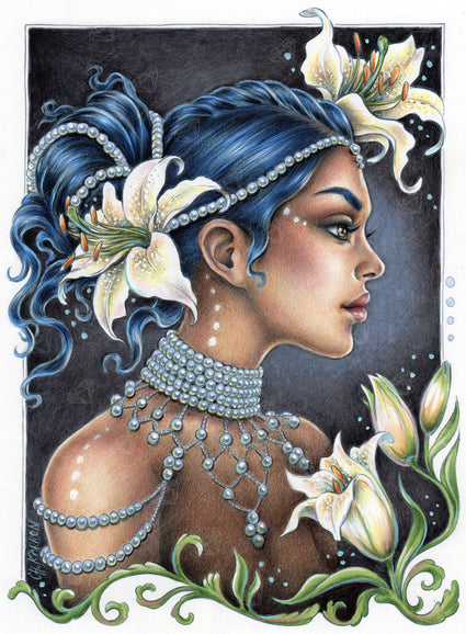 Diamond Painting Lilies and Pearls 20" x 27" (51cm x 69cm) / Round with 48 Colors including 3 ABs / 44,526