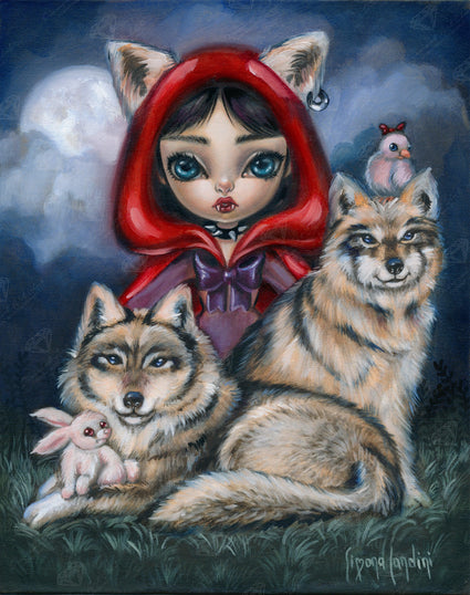 Diamond Painting Little Red Wolfie 22" x 28" (56cm x 71cm) / Round with 51 Colors including 2 ABs / 50,148
