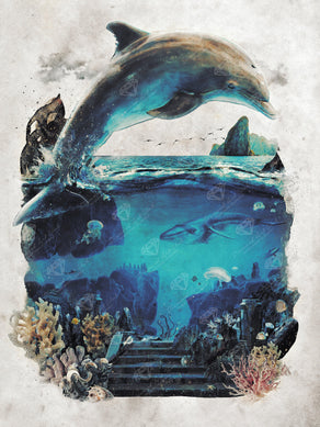 Diamond Painting Ocean Dolphin 27.6" x 37.6" (70cm x 93cm) / Square With 49 Colors Including 6 ABs / 102,213