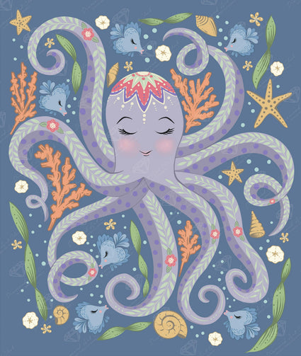 Diamond Painting Octopus 22" x 26" (55.8cm x 66cm) / Square with 21 Colors including 2 ABs / 59,360