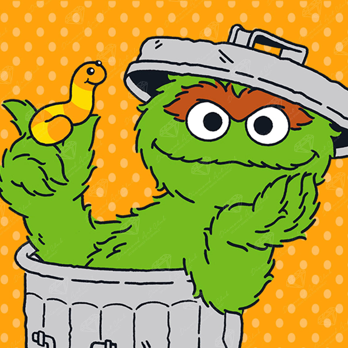 Diamond Painting Oscar the Grouch™ Portrait 9" x 9" (23cm x 23cm) / Round with 9 Colors including 2 ABs / 6,561