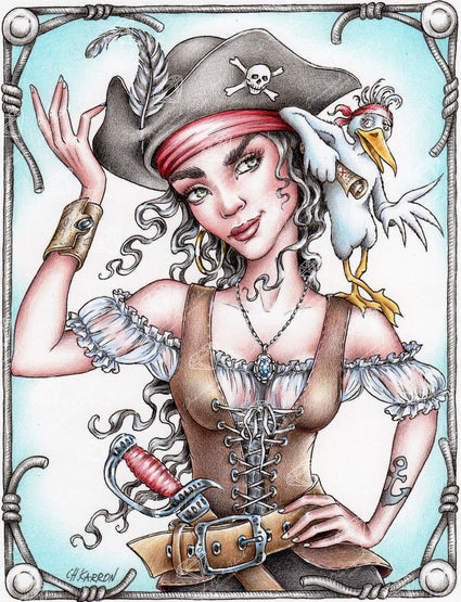 Diamond Painting Pirate Arabella (final edition) 22" x 29″ (56cm x 74cm) / Round with 42 Colors including 2 ABs / 51,672