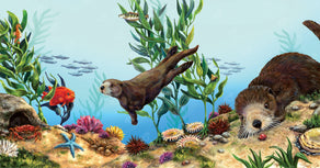 Diamond Painting Sea Otters 38" x 20" (97cm x 50.7cm) / Round with 64 Colors including 4 ABs / 62,626